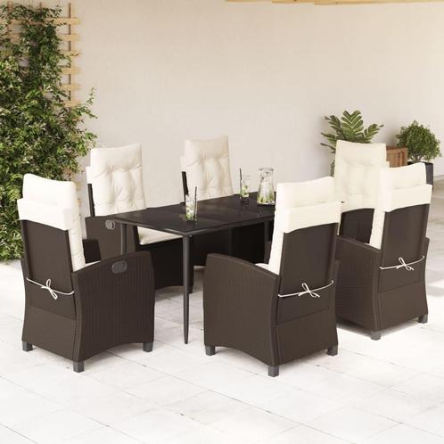 vidaXL 7-delige Tuinset met kussens poly rattan bruin, Tuin en Terras, Tuinsets en Loungesets, Tuinset, Nieuw, 6 zitplaatsen, Rotan