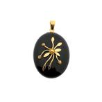 Vintage gouden medaillon hanger met onyx (vintage hanger), Ophalen of Verzenden, Gebruikt, Goud, Overige merken