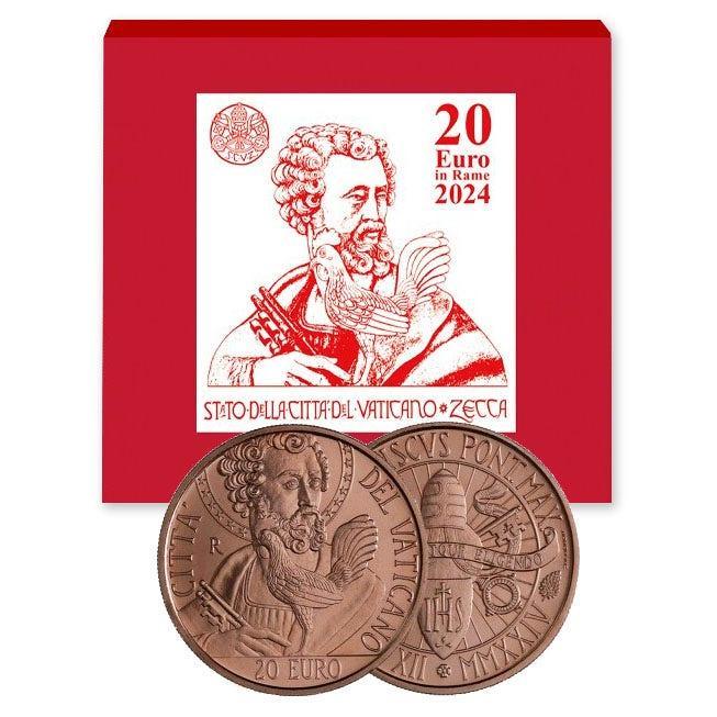 Vaticaan 20 Euro Petrus 2024 box, Postzegels en Munten, Munten | Europa | Euromunten, Verzenden