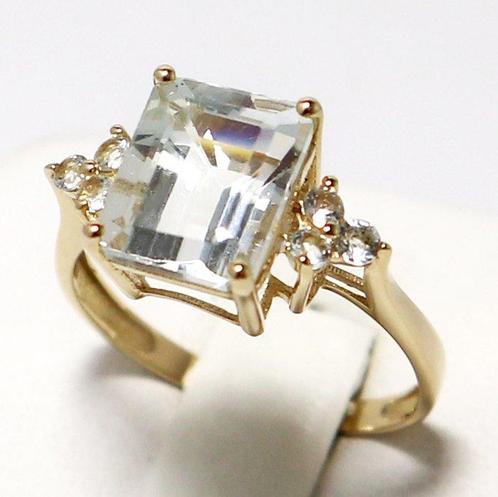 Zonder Minimumprijs - Ring - 14 karaat Geel goud Aquamarijn, Sieraden, Tassen en Uiterlijk, Ringen