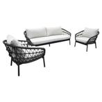 Montreal stoel bank loungeset 3 delig antraciet rope, Tuin en Terras, Ophalen of Verzenden, Nieuw