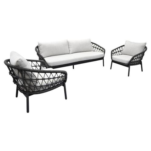 Montreal stoel bank loungeset 3 delig antraciet rope, Tuin en Terras, Tuinsets en Loungesets, Nieuw, Ophalen of Verzenden