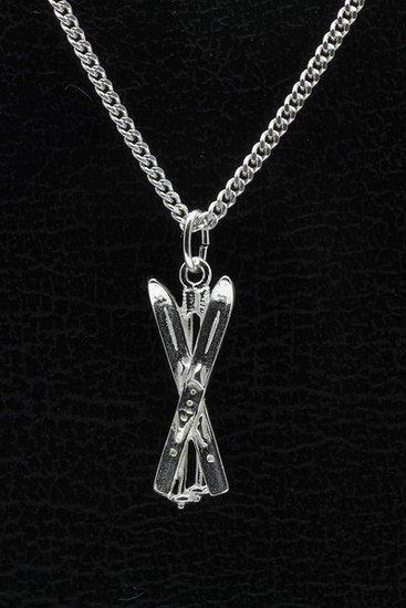 Zilveren Skies ketting hanger - met stokken, Sieraden, Tassen en Uiterlijk, Kettinghangers, Verzenden