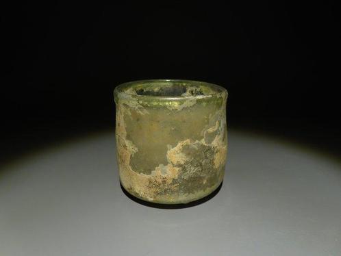 Oud-Romeins Glas Flask, 1e - 2e eeuw na Christus. 6,4 cm, Verzamelen, Mineralen en Fossielen