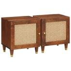 vidaXL Nachtkastje 2 pcs Bruin 40 x 33,5 x 46 cm Massief, Huis en Inrichting, Slaapkamer | Nachtkastjes, Minder dan 45 cm, Verzenden
