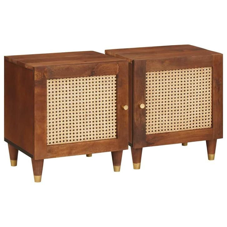 vidaXL Nachtkastje 2 pcs Bruin 40 x 33,5 x 46 cm Massief, Huis en Inrichting, Slaapkamer | Nachtkastjes, Nieuw, Minder dan 45 cm