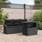 vidaXL Tuin Sofa Set met opslag 5 pcs Zwart Poly riet, Verzenden, Nieuw, Rotan