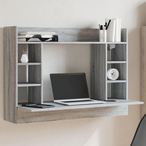 vidaXL Wandbureau 105x48x75 cm bewerkt hout grijs sonoma, Huis en Inrichting, Bureaus, Nieuw, Verzenden