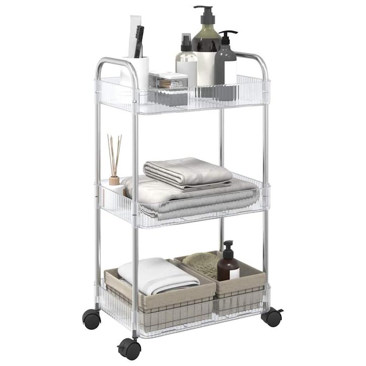 vidaXL Opbergtrolley 3-laags 37x28x68 cm acryl transparant, Doe-het-zelf en Verbouw, Gereedschap | Overige machines, Nieuw, Verzenden