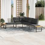 vidaXL Tuinbank met kussens L-vormig poly rattan en, Tuin en Terras, Tuinsets en Loungesets, Verzenden, Nieuw, Rotan