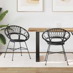 vidaXL Eetkamerstoel 2 pcs Zwart 49 x 51 x 81 cm Riet en, Huis en Inrichting, Stoelen, Verzenden, Nieuw, Zwart