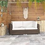 vidaXL Hoekbanken 2 st met kussens poly rattan bruin, Verzenden, Nieuw, Rotan