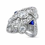Ring Exclusieve platinum Art Deco 1,07ct diamant- en, Nieuw