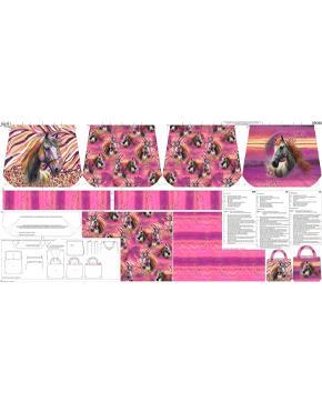 Canvas Katoen Paarden Tas Kids Paneel, Hobby en Vrije tijd, Stoffen en Lappen, Overige kleuren, Nieuw