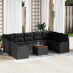 vidaXL Tuin Sofa Set 10 pcs Zwart Poly riet, Verzenden, Nieuw, Rotan