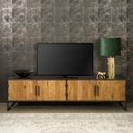 *WOONWINKEL* Tower Living Felino Tv-meubel Staal En Teak 200, Huis en Inrichting, Kasten | Televisiemeubels, Verzenden, Nieuw