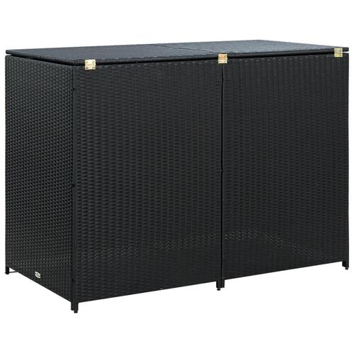 Containerberging dubbel 148x80x111 cm poly rattan zwart, Tuin en Terras, Tuinhuizen, Nieuw, Verzenden