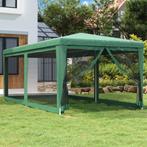 vidaXL Partytent met 6 mesh zijwanden 3x6 m HDPE groen, Tuin en Terras, Verzenden, Nieuw