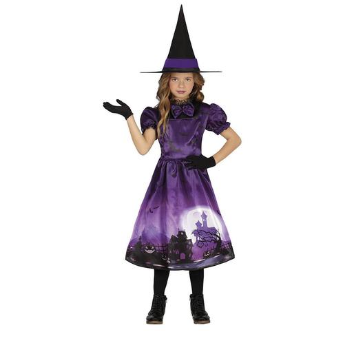 Heks Halloween Jurk Meisje Paars, Hobby en Vrije tijd, Feestartikelen, Nieuw, Verzenden