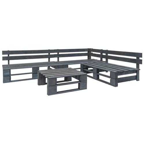 vidaXL 4-delige Loungeset pallet hout grijs, Tuin en Terras, Tuinsets en Loungesets, Loungeset, Nieuw, 4 zitplaatsen, Verzenden