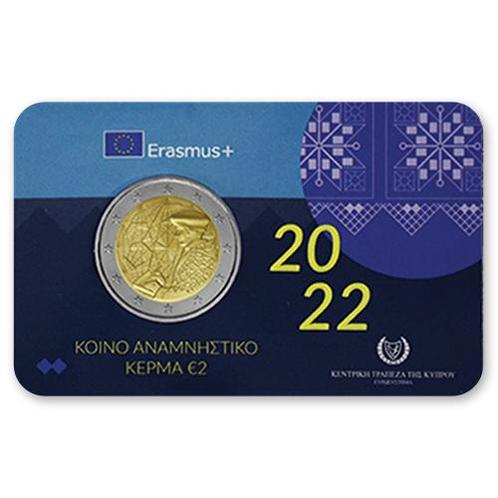 Cyprus 2 Euro Erasmus 2022 BU Coincard, Postzegels en Munten, Munten | Europa | Euromunten, Verzenden