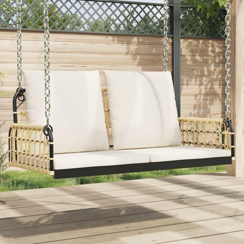 vidaXL Schommelbank met kussens 105x58x38 cm poly rattan en, Tuin en Terras, Tuinbanken, Nieuw, Metaal, Verzenden