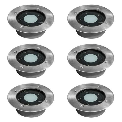 Set 6 stuks Puck grondspot solar LED Tuinverlichting, Tuin en Terras, Buitenverlichting, Minder dan 50 watt, Nieuw, Kunststof