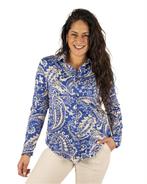 Blauw/beige print travelstof blouse van By Swan, Nieuw, Verzenden