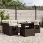 vidaXL 7-delige Loungeset met kussens poly rattan bruin, Tuin en Terras, Verzenden, Nieuw, Rotan, Loungeset