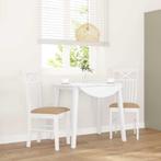 vidaXL Eetkamerstoelen met kussens 2 st massief hout rubber, Huis en Inrichting, Stoelen, Verzenden, Nieuw, Wit