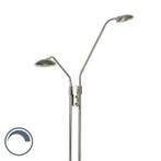Moderne vloerlamp staal met leeslamp incl. LED - Eva, Huis en Inrichting, Nieuw, Overige materialen, Modern, 100 tot 150 cm