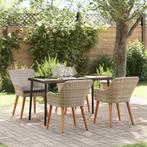 vidaXL Eetkamerset 5 pcs Lichtgrijs en zwart Large, Verzenden, Nieuw, Rotan