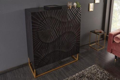 Massief dressoir SCORPION 120cm zwart mangohout met, Huis en Inrichting, Kasten | Overige, Ophalen of Verzenden
