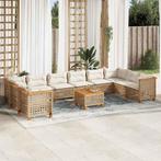 vidaXL 11-delige Tuinset met kussens poly rattan beige, Tuin en Terras, Verzenden, Nieuw, Rotan, Tuinset
