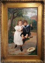 Evert Jan Boks (1838-1914) - Jouer à la balançoire, Antiek en Kunst