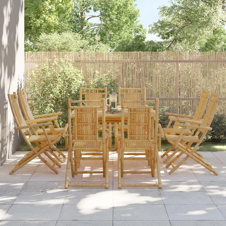 vidaXL Tuinstoelen 8 st inklapbaar 53x66x99 bamboe, Tuin en Terras, Tuinstoelen, Nieuw, Hout, Verzenden