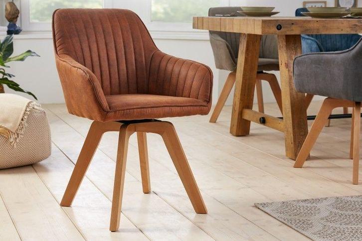 Draaibare design stoel LIVORNO vintage bruin beukenhouten, Huis en Inrichting, Stoelen, Ophalen of Verzenden
