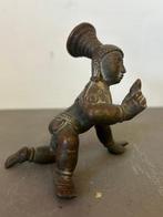 Beeldje - Krishna bambino - 8,5 x 10 cm - Brons, Antiek en Kunst