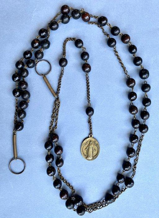 Antiek Rozenkrans - Lange conventionele rozenkrans in donker, Antiek en Kunst, Antiek | Boeken en Bijbels