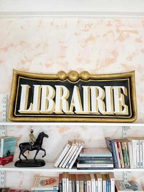 Enseigne Librairie - Reclamebord - Hout, Antiek en Kunst, Curiosa en Brocante