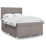 vidaXL Boxspring met matras stof taupe 140x200 cm, Verzenden, 140 cm, 200 cm, Stof