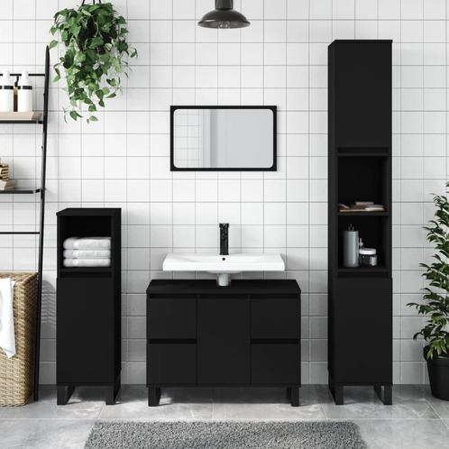 vidaXL Badkamerkast 30x30x100 cm bewerkt hout zwart, Huis en Inrichting, Tafels | Kaptafels, Nieuw, Verzenden
