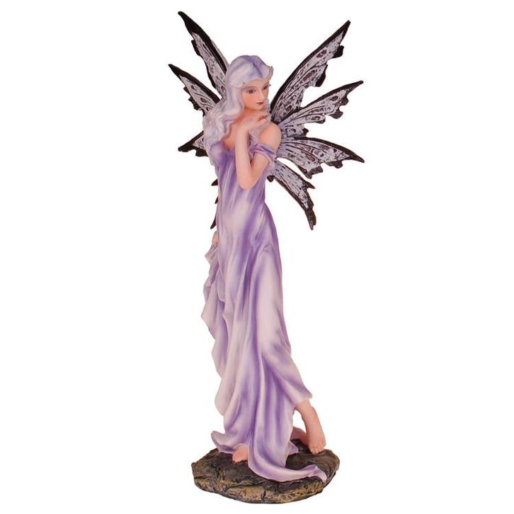 Beeldje Fantasy Elf/Fee - Lila/Paars met Hand onder Kin - Vl, Verzamelen, Beelden en Beeldjes, Nieuw, Ophalen of Verzenden