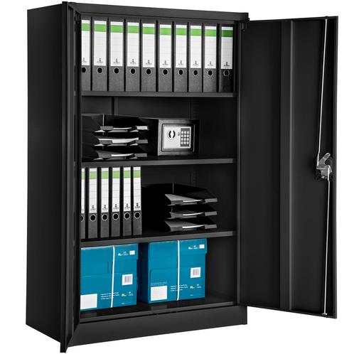 Archiefkast met 4 planken 140x90x40cm - zwart, Huis en Inrichting, Kasten | Roldeurkasten en Archiefkasten, Verzenden