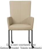 Set van 6 Bruine leren moderne eetkamerstoelen - met armleun, Huis en Inrichting, Stoelen, Overige kleuren, Nieuw, Leer, Ophalen of Verzenden