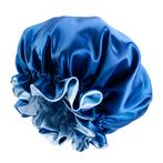 Blauwe Satijnen Slaapmuts met randje / Reversible Satin Hair, Nieuw, Ophalen of Verzenden