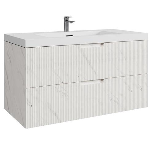 Badkamermeubel Set Thermis 100cm Wit Marmer Badmeubel, Huis en Inrichting, Badkamer | Badkamermeubels, Nieuw, Wastafelkast, Verzenden