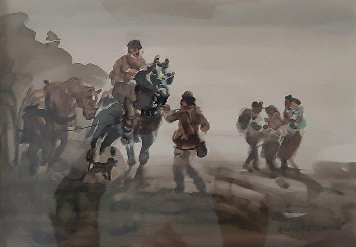 Giulio Falzoni (1900-1979) - Zingari, Antiek en Kunst, Kunst | Schilderijen | Klassiek