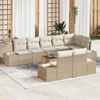 vidaXL Tuin Sofa Set 9 pcs Beige en wit, Tuin en Terras, Verzenden, Nieuw, Rotan