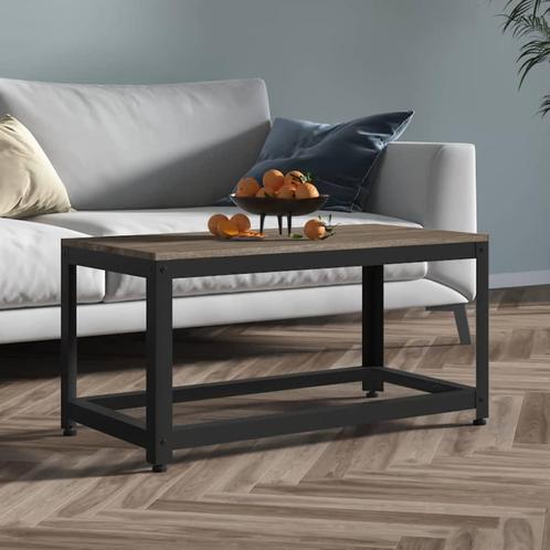 vidaXL Salontafel 90x45x45 cm MDF en ijzer grijs en zwart, Huis en Inrichting, Tafels | Salontafels, 50 tot 100 cm, Nieuw, Overige materialen